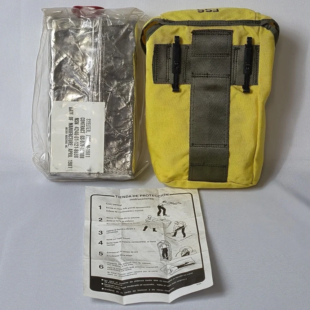 FSS Fire Shelter Case Clips Sealed Blanket Instructions Wildland Emergency 4/87